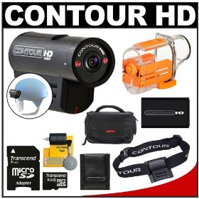 Contour HD Full 1080p Helmet Wearable Camcorder Video Camera with 8GB Card + Waterproof Case + Head Strap Mount + Battery + Case + Accessory Kit for Water Sports