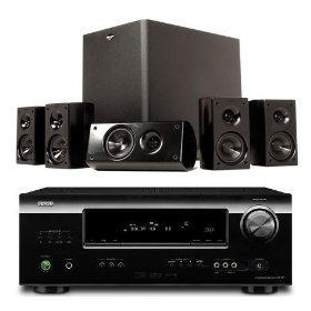 Denon AVR-1312 and Klipsch HDT-300 Home Theater Bundle Package (Black)
