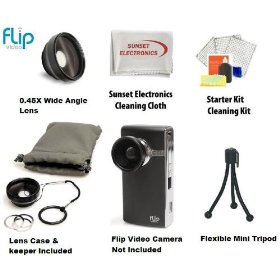 Digital Flip Wide Angle Lens Kit For The Digital Flip UltraHD, Flip HD, Mino HD, Slide HD, U32120B, U32120W Package Includes Professional Extra Wide Angle Lens + Professional Mini Tripod Tripod + LCD Screen Protectors & More