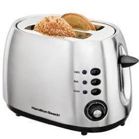 New Hamilton Beach Two-Slice Toaster Smudgeproof Brushed Finish Slide-Out Crumb Tray Toast Boost