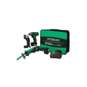 Hitachi KC10DBL 10.8 Volt Li Ion 3-Tool Combo Kit Includes Drill/Driver, Reciprocating Saw and Flashlight