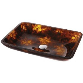 Kraus Autumn Rectangular Tempered Glass Bathroom Vanity Vessel Sink Bowl Basin