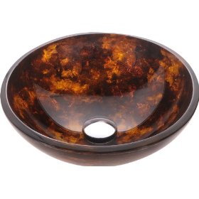 Kraus Autumn 14 inch Tempered Glass Bathroom Vanity Vessel Sink Bowl Basin