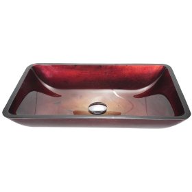 Kraus Irruption Red Rectangular Tempered Glass Bathroom Vanity Vessel Sink Bowl Basin