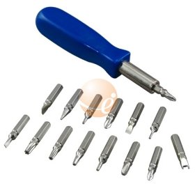 Magnetic Screwdriver Set w/ 15 bits Great for Cellphones, Computers, Gaming Devices Includes: T6, TORX, PHILIPS, SLOTTED, SPANNER, TRI-WING, BENT PRY TOOL, ROUND AWL, RESET PIN for Game Boy Advance, Nintendo Wii, DS Lite, NDS, Apple