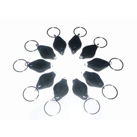 10 X LED MINI MICRO BLACK KEYCHAIN KEY RING SUPER FLASH BRIGHT FLASHLIGHT WHITE LIGHT