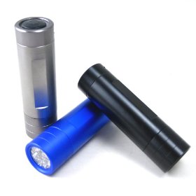 Neiko Super-Bright 9-LED Heavy-Duty Compact Aluminum Flashlight, 3-Pack, Gunmetal, Jet-Black, Blue