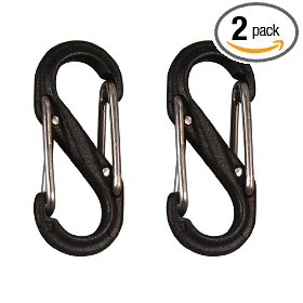 Nite Ize SBP0-2PK-01 S-Biner Plastic Size-0 Double Gated Carabiner,Black, 2-Pack