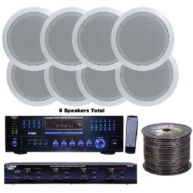 (Price/Kit)Pyle 4 Room Home In-Ceiling Speakers W/DVD/MP3 Amp System