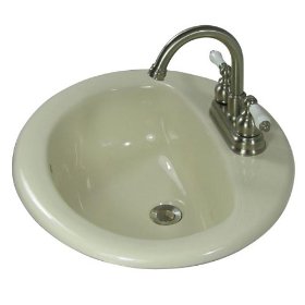 Self Rimming Bone 3 Hole Drop-In Round Porcelain Bathroom Sink