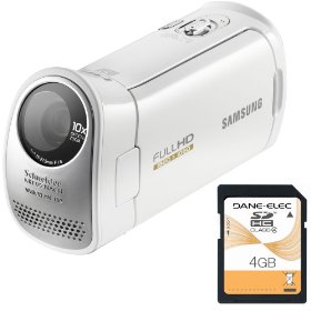 Samsung HMX-T10 White Full HD Camcorder with 4GB SDHC Card, 10x Optical Zoom and 2.7-inch LCD Screen (HMX-T10WN/XAA)