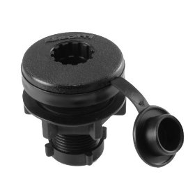 Scotty Compact Round Threaded Flush Deck Mounting Bracket Black Sealed bottom with Rain Cap