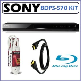 Sony BDP-S570 3D Capable and Wi-Fi Ready Blu-ray Disc Player with DVD Upscaling + Accessory Kit