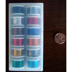 FLY TYING TINSEL ASSORTED COLORS 12 SPOOLS IN CASE